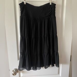 RW&CO. Black Tiered Midi Skirt Cocktail